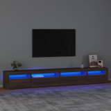Comoda TV cu lumini LED, stejar maro, 270x35x40 cm GartenMobel Dekor, vidaXL