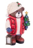 Figurina Craciun Ursulet polirasina multicolora cu leduri 42x32x65,5h