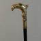 Elegant baston cu m&acirc;ner cap de vultur din bronz