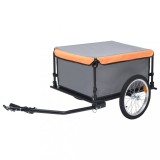 Remorca Bicicleta Gossi, 65kg, Gri-Portocaliu, Cadru Otel, Husa Impermeabila, Cuplare Bila, Reflectorizante