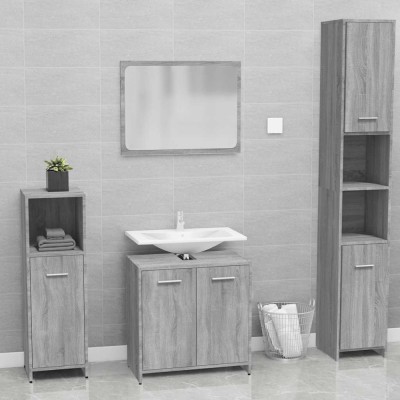 vidaXL Set de mobilier de baie, gri sonoma, lemn prelucrat 815529 foto