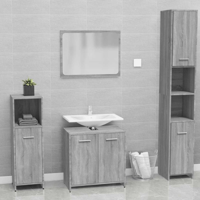 vidaXL Set de mobilier de baie, gri sonoma, lemn prelucrat 815529