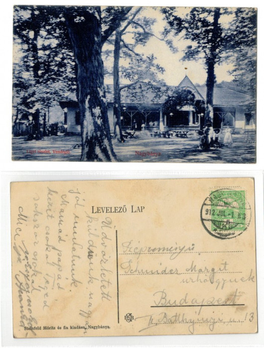 Baia Mare 1912 - Parc, restaurant, ilustrata circulata