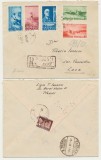 Romania 1938 serie 5 timbre pictura Nicolae Grigorescu folosita pe plic recomandat
