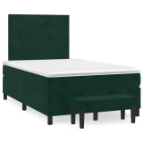 vidaXL Pat box spring cu saltea, verde &icirc;nchis, 120x190 cm, catifea 3270478