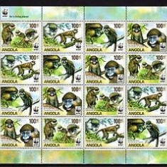 WWF 2011 ANGOLA=Coala mica dantelata,nestampilata cu 4 serii de 4 timbre MNH