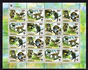 WWF 2011 ANGOLA=Coala mica dantelata,nestampilata cu 4 serii de 4 timbre MNH