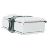 VidaXL Cadru de pat cu lumini LED, alb, 100x200 cm, lemn prelucrat