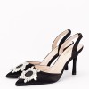 Pantofi negri eleganti cu brosa YES-92991-1 04, 39, Negru