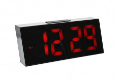 Ceas LED pentru birou cu textura lemn si indicator temperatura - CS02NR foto