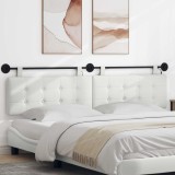 vidaXL Tăblie de pat suspendată Cu lumină LED Alb Piele artificială 3424511