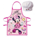 Set sort si boneta de bucatarie pentru copii Minnie Mouse