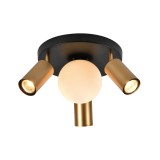 Plafoniera Moderna Klausen Spoty PL4 Metal Negru si Alama 40x16 cm, 4 Surse Iluminat 3xGU10+1xE14 pentru Living, Design Urban Elegant si Durabil