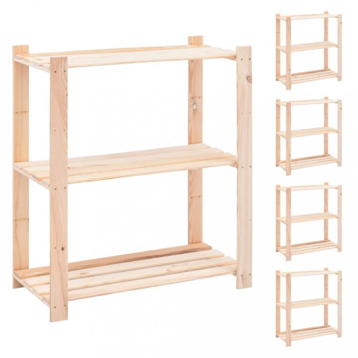 Gossi etajere cu 3 niveluri, 5 buc., 80x38x90 cm, pin masiv, 150 kg