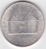 Norvegia 10 kroner 1964, Europa, Argint