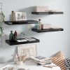VidaXL Rafturi de perete, 4 buc., negru extralucios, 50x23x3,8 cm, MDF