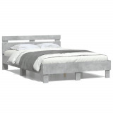 Cadru de pat cu tablie gri beton 120x200 cm lemn prelucrat GartenMobel Dekor, vidaXL