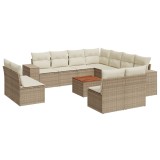 Cumpara ieftin Set canapele de gradina cu perne, 12 piese, bej, poliratan