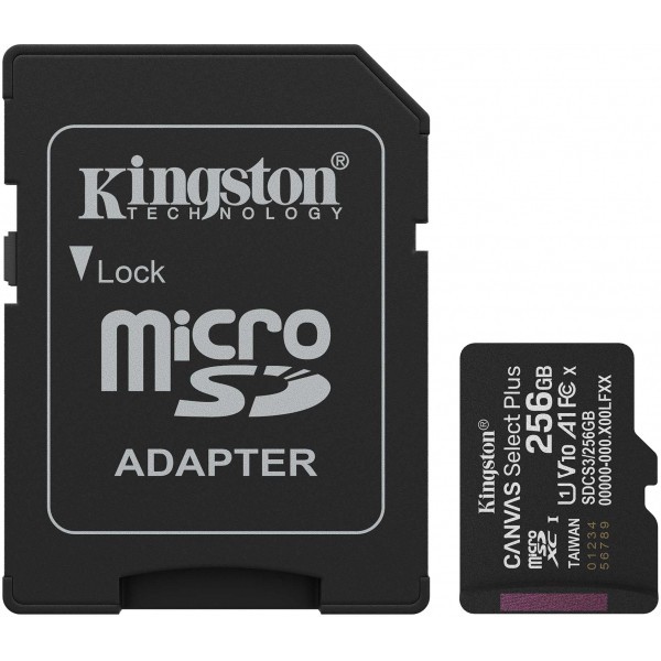 Card Memorie microSDXC Kingston Canvas Select Plus Android A1, 256Gb, Clasa 10 / UHS-1 U1, Cu Adaptor SDCS3/256GB