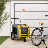 VidaXL Remorcă bicicletă animale companie, galben/gri, oxford/fier