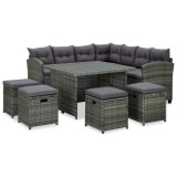 Cumpara ieftin Set mobilier de grădină cu perne, 6 piese, gri, poliratan