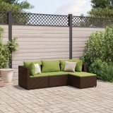 Cumpara ieftin Gossi set mobilier de gradina cu perne, 4 piese, maro, poliratan