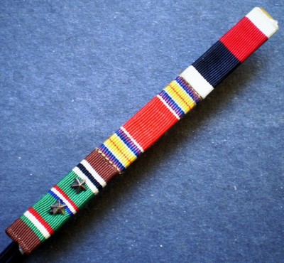 M.172 USA SUA 3 BARETE ETO CAMPAIGN 2S + VICTORY + OCCUPATION SERVICE RIBBON foto