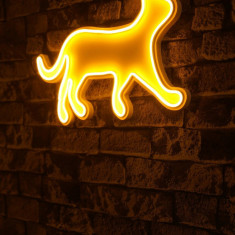 Decoratiune luminoasa LED, Kitty the Cat, Benzi flexibile de neon, DC 12 V, Galben