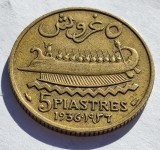 406. Moneda Liban 5 piastres 1936