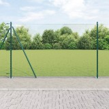 &Icirc;mprejmuire hexagonală vidaXL Verde 1.4x25 m Oțel, St&acirc;lpi de &icirc;mprejmuire vidaXL cu plăci de bază 13 buc &Oslash;32mm 78.5cm Oțel galvanizat