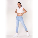 Blugi dama Mom Fit Nina Carter albastru deschis P189-6