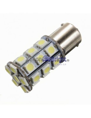 Led auto Rosu 24V BA15S 27 SMD cu pini simetrici la 180 grade foto