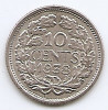 Olanda 10 Cents 1938 - Wilhelmina, Argint 1.4 g/640, 15 mm KM-163, Europa