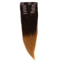 Clip-On Par Natural Volum 50cm 180gr Ombre Castaniu/Blond Miere #T2/27 foto