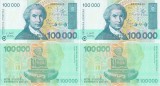 2 x 1993 ( 30 V ) , 100,000 ( P-27a ) - Croaţia - stare UNC