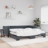 VidaXL Pat de zi cu extensie și saltele, gri &icirc;nchis 100x200 cm catifea 3196723