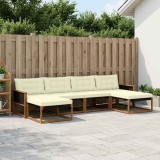 vidaXL Set de canapele de exterior cu pernă 6 pcs Natural și Crem 3381590