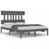 Cumpara ieftin Cadru de pat, gri, 200x200 cm, lemn masiv