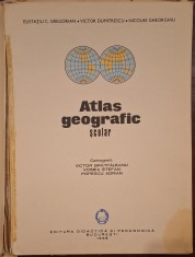 Atlas geografic școlar &amp;ndash; Editura Didactică și Pedagogică 1968 &amp;ndash; hărți color Rom&amp;acirc;nia &amp;ndash; tiraj 1971 foto