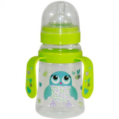 Biberon cu Doua Manere si Gat Larg Baby Care 250 ml Green Owl foto