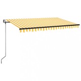 Cumpara ieftin Copertina automata cu senzor vant&amp;LED, galben/alb, 400x350 cm