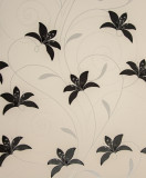 Tapet floral, alb, negru, dormitor, living, hol, modern, 1146-21