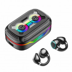 Casti Wireless Clip On, Bluetooth 5.3, Gaming, Sport, Display LED, Lumini Ambientale, Control Tactil, Microfon, Latenta Scazuta, Efect Sunet Panoramic