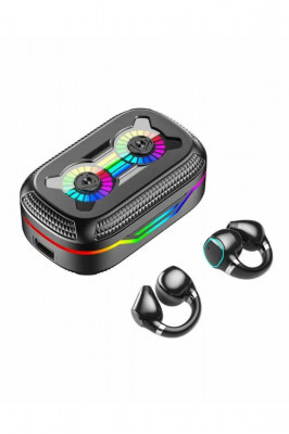 Casti Wireless Clip On, Bluetooth 5.3, Gaming, Sport, Display LED, Lumini Ambientale, Control Tactil, Microfon, Latenta Scazuta, Efect Sunet Panoramic foto