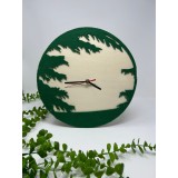 Ceas cu peisaj montan din placaj de plop si decoratiuni de fetru, diametru 30cm