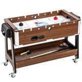 SPORTNOW Masă 3 &icirc;n 1: Air Hockey, Biliard, Fotbal de masă, Roți blocabile, Poliță | Aosom Romania