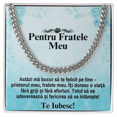 Cadou Lantisor cu mesaj pentru frate, cutie bijuterii si card incluse foto