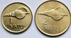 Set 2 monede 1, 2 vatu 2002 Vanuatu, unc, km#3-4