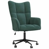 vidaXL Scaun de relaxare, verde &icirc;nchis, catifea