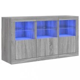 Servanta cu lumini LED, gri sonoma, 123x37x67 cm